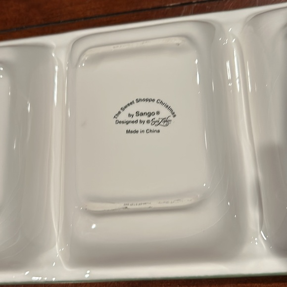 Sango Sweet Shoppe 4 Part Relish Tray Candy Dish Ceramic Sue Zipkin Holiday NEW - Picture 6 of 12